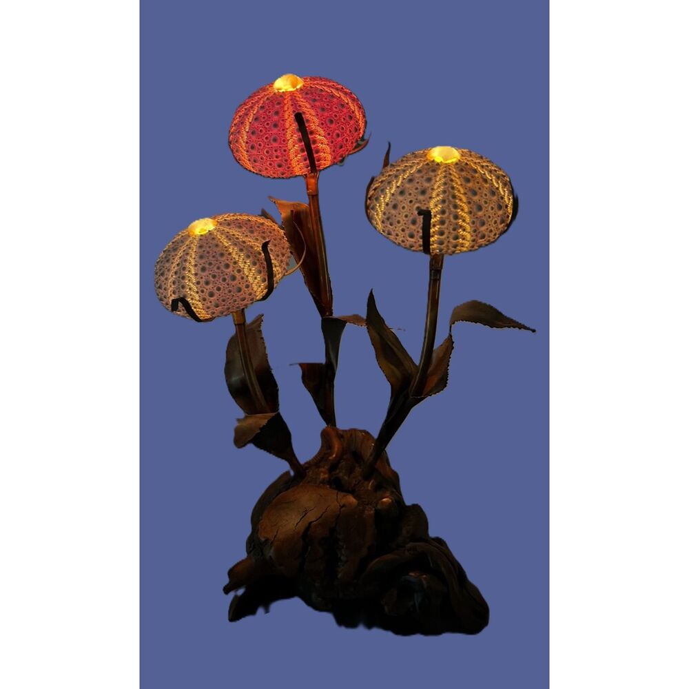 Vintage Sea Urchin w/3 Urchin Lights on CA Drift Lamp, w/Stunning Copper Accents